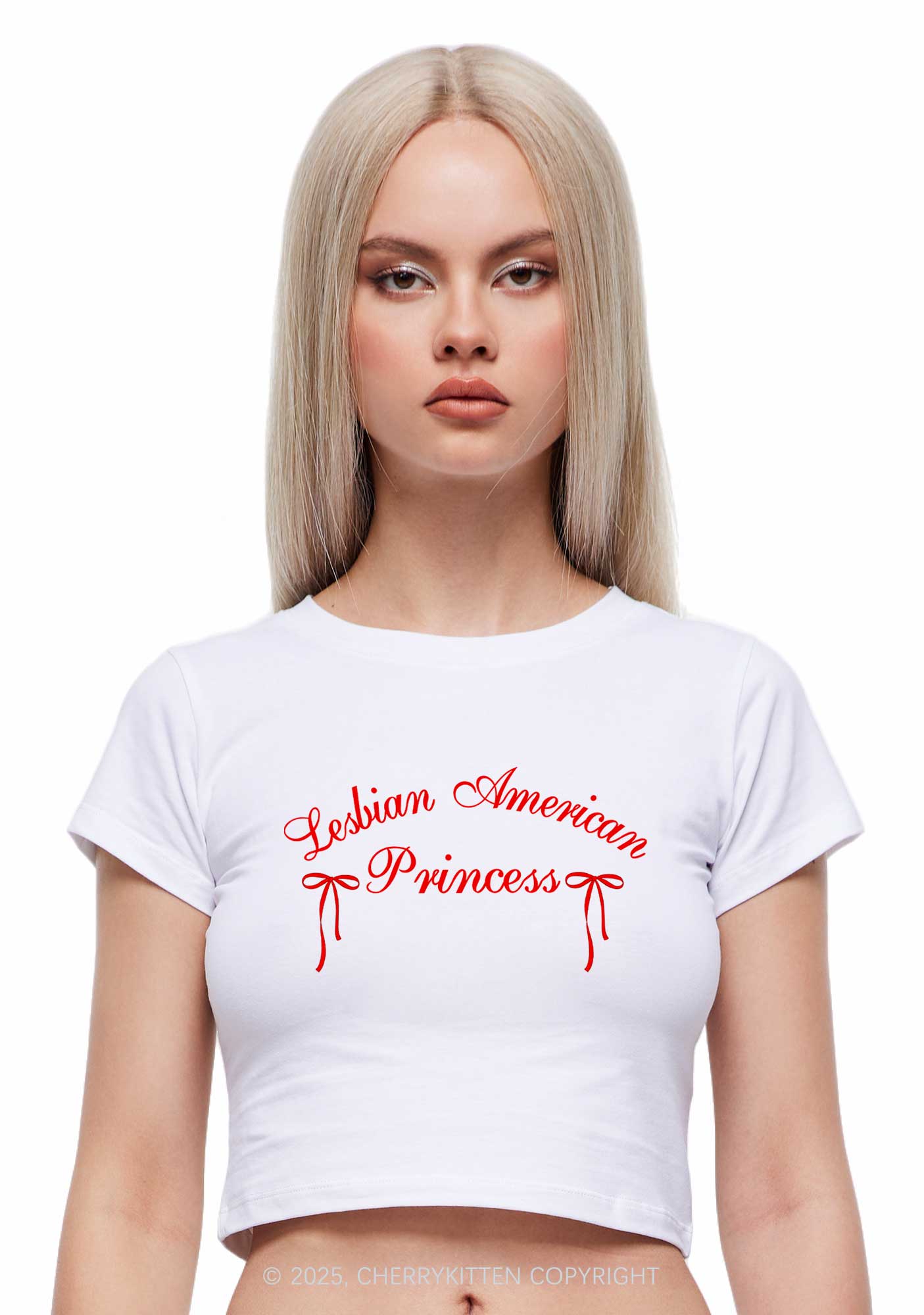 Lesbian American Princess Y2K Baby Tee Cherrykitten