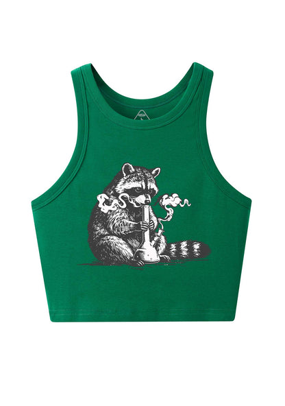 Stoned Raccoon Y2K Crop Tank Top Cherrykitten