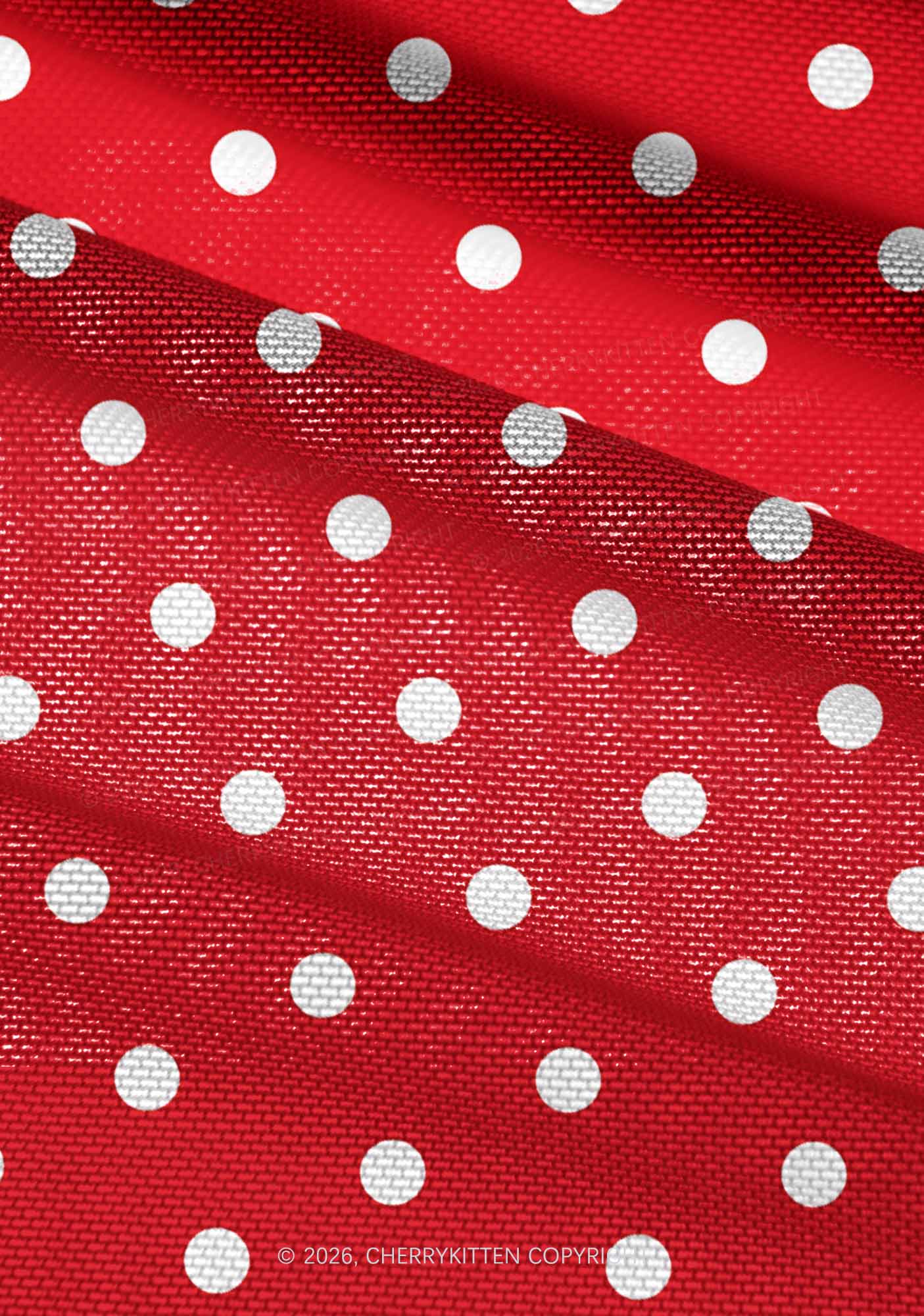 Classic Red Dots Y2K Mesh Ruched  Waist  V Neck Top Cherrykitten