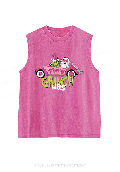 Christmas Pink Car Y2K Washed Tank Cherrykitten