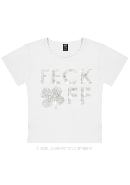 Rhinestone Feck Off St Patricks Y2K Baby Tee Cherrykitten