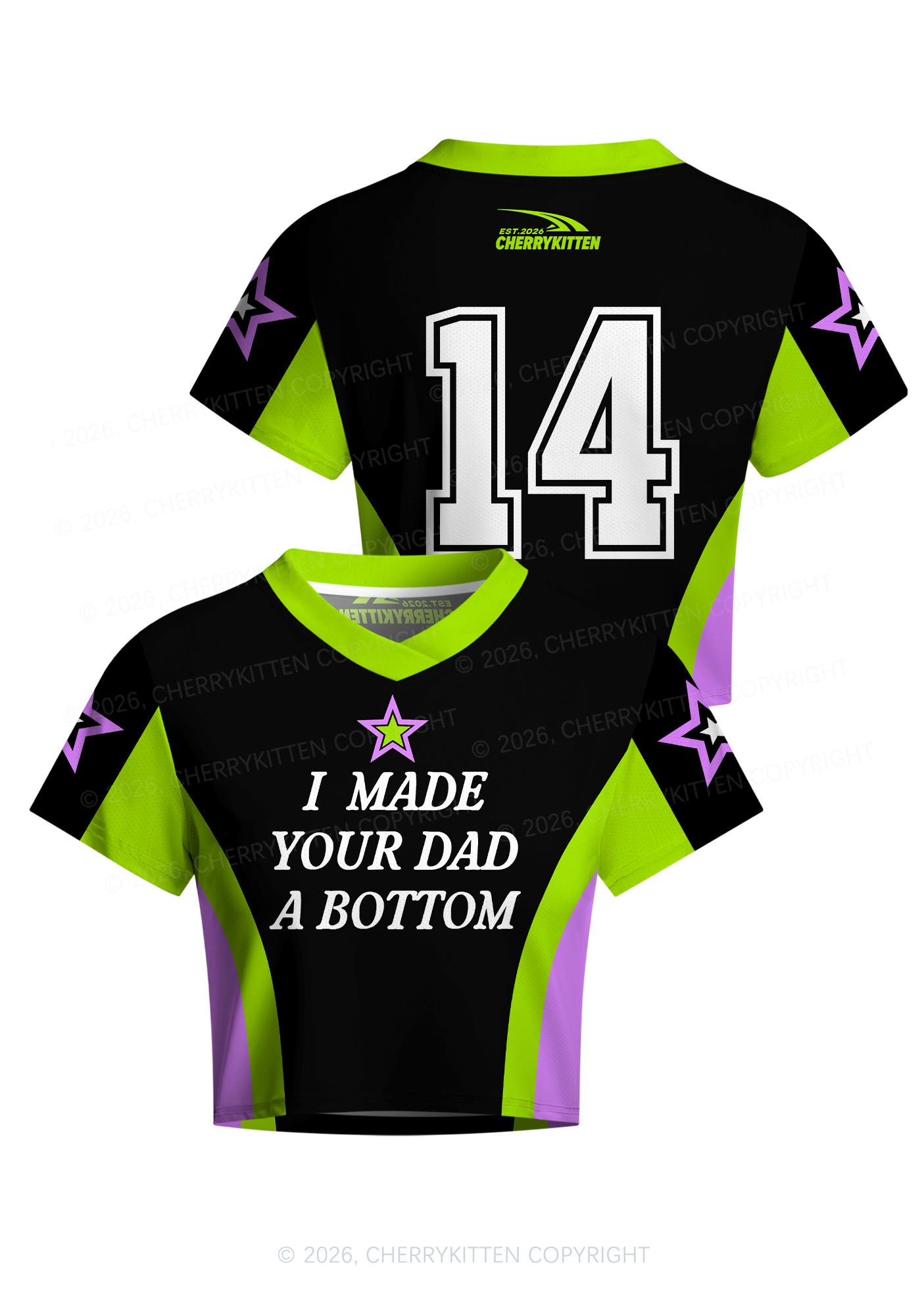 I Made Your Dad A Bottom Pride Y2K Crop Football Jersey Shirts Cherrykitten