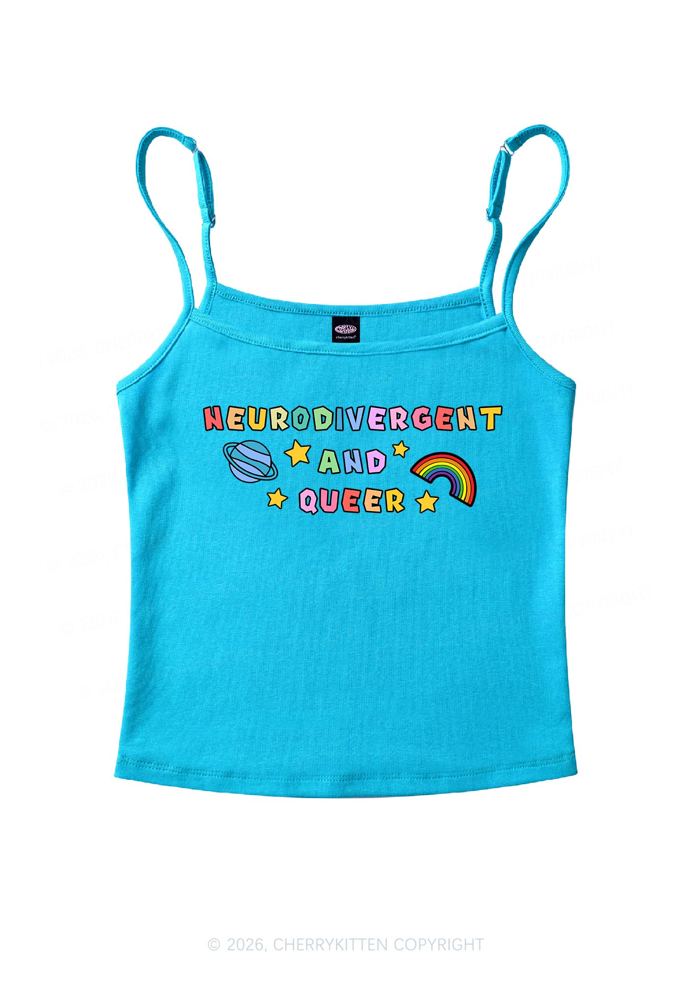 Neurodivergent And Queer Pride Y2K Spaghetti Strap Cami Cherrykitten