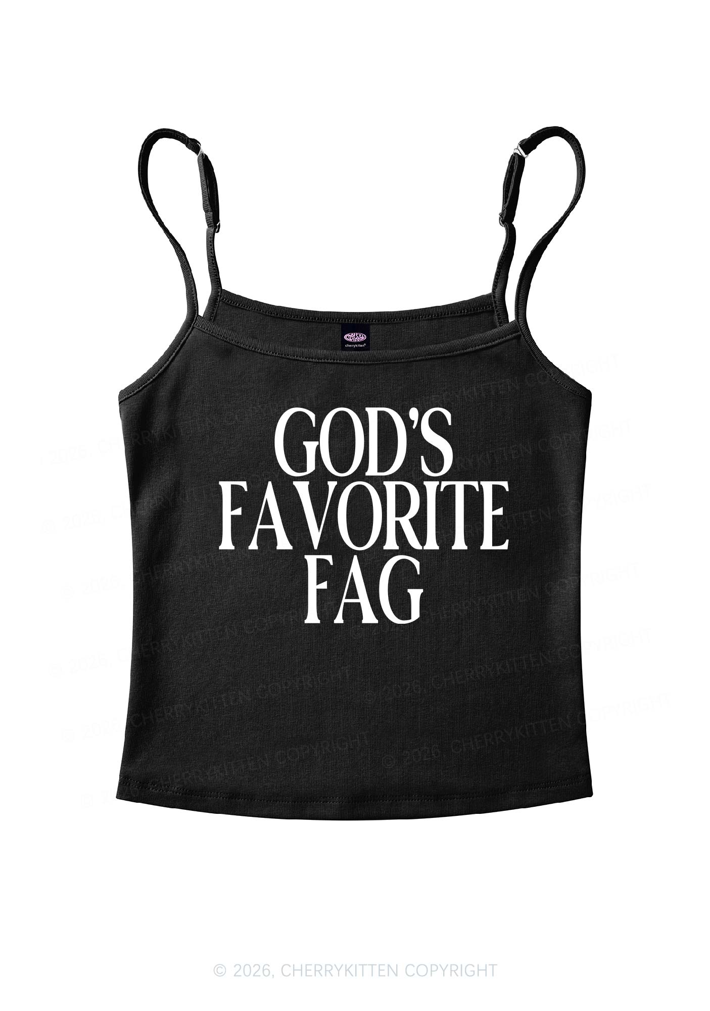 Gods Favorite Fag Pride Y2K Spaghetti Strap Cami Cherrykitten