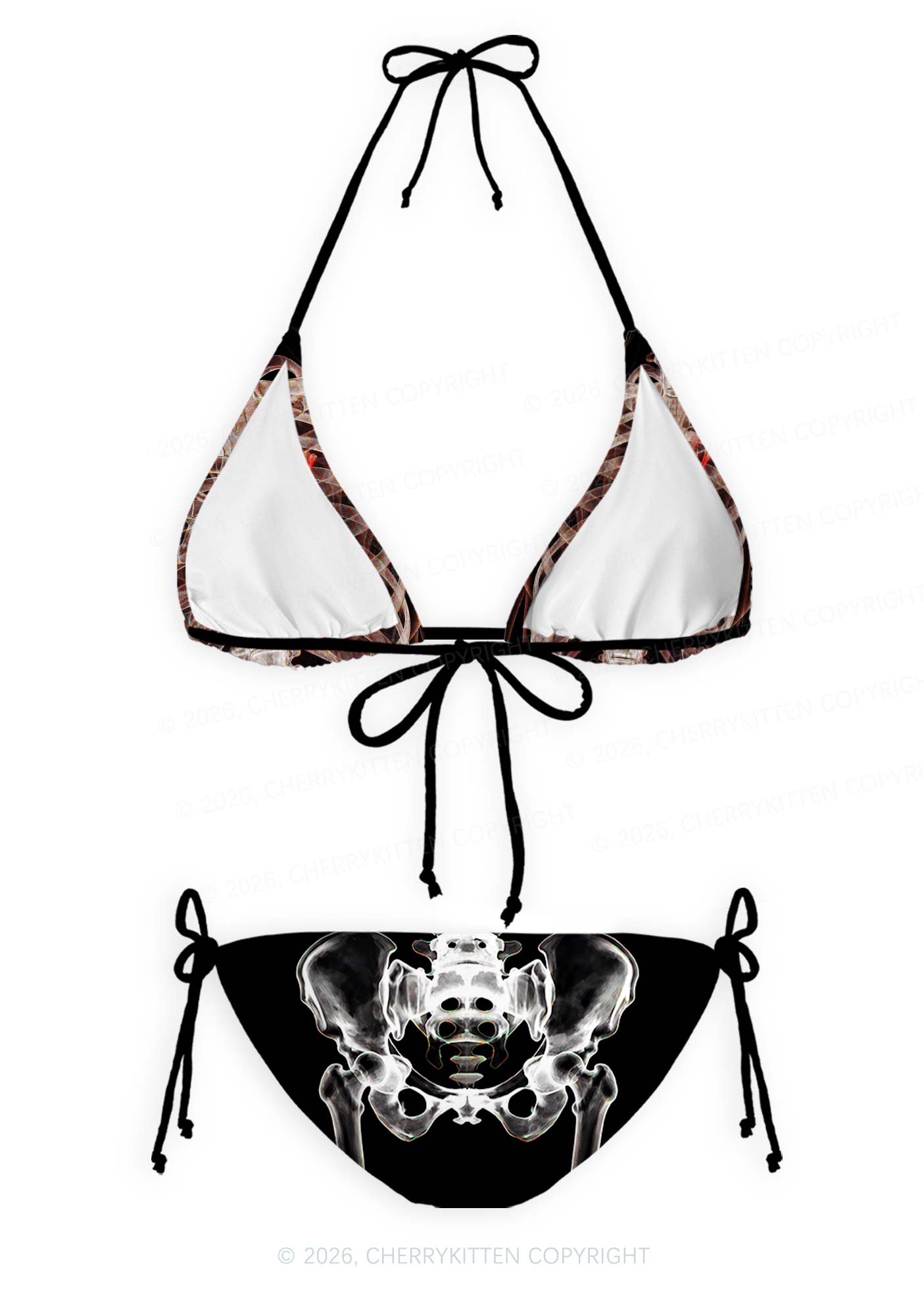 Halloween Anatomical Skeleton Y2K Print Bikini Set Cherrykitten