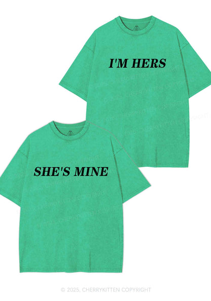 Shes Mine Im Hers Y2K Valentine's Day Washed Tee Cherrykitten