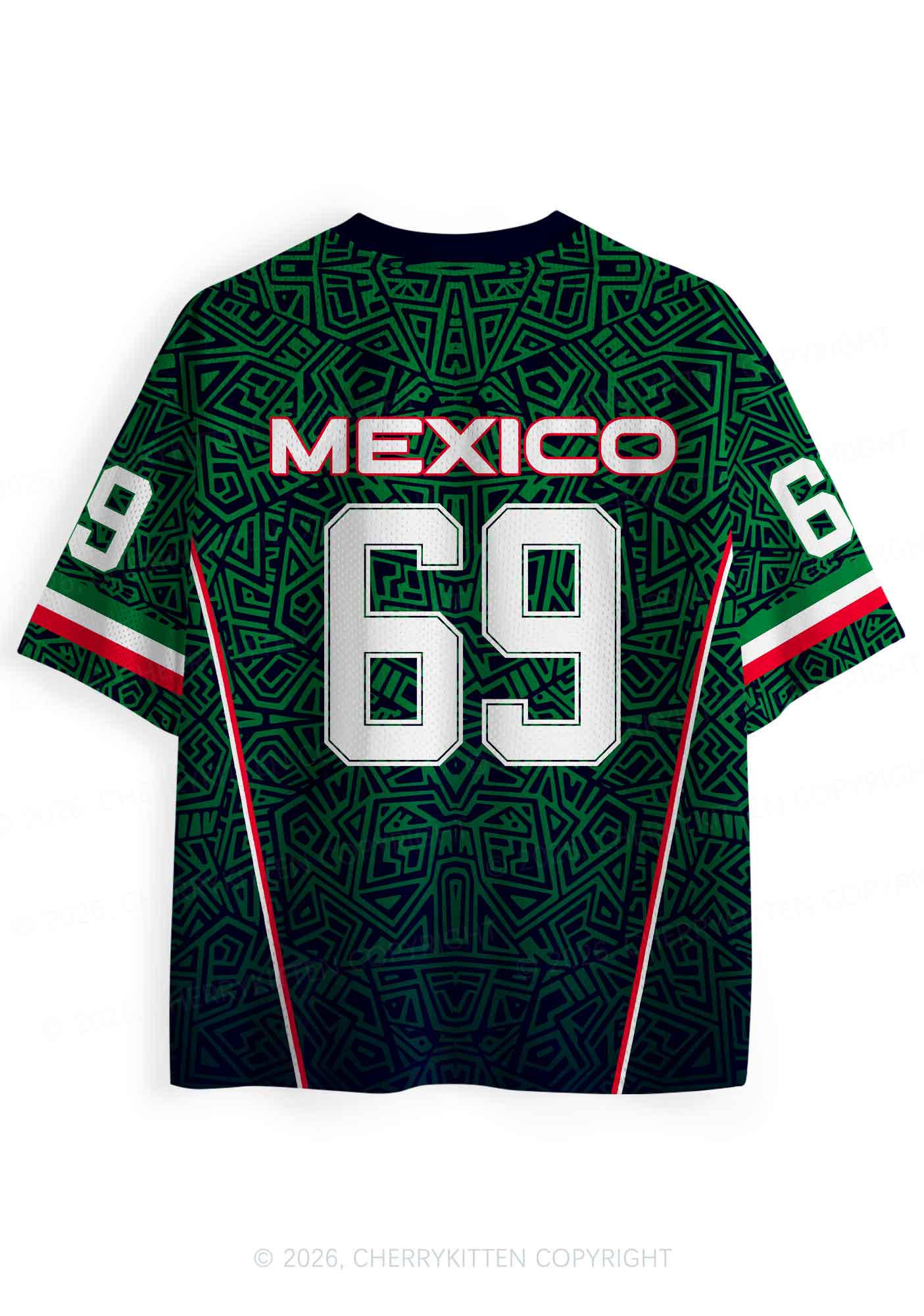 Custom Green Mexico Geometric Pattern Y2K Sport Jersey Shirts Cherrykitten