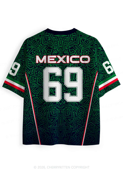 Custom Green Mexico Geometric Pattern Y2K Sport Jersey Shirts Cherrykitten