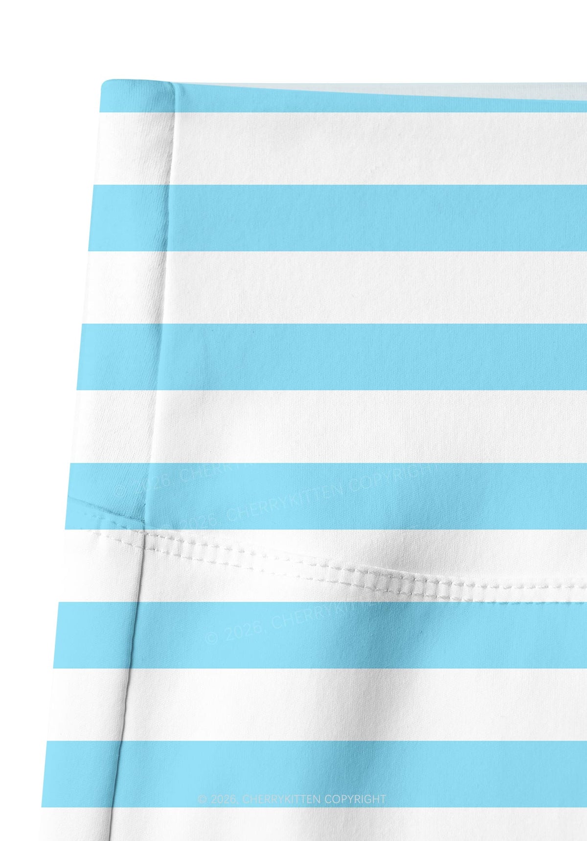 Blue And White Stripes Y2K Print Yoga Shorts Cherrykitten