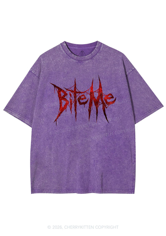 Halloween Bite Me Y2K Shirts Washed Tee Cherrykitten