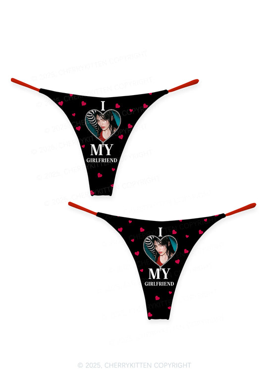 Custom I Love My GF BF Valentine's Day Y2K Print Couples Thong Set Cherrykitten
