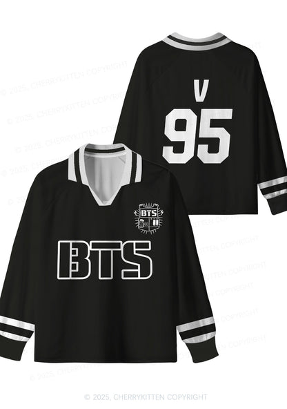Black Kpop Boys Number Y2K Long Sleeve Sport Jersey Shirts Cherrykitten