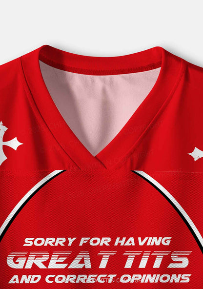 Custom Sorry For Having Correct Opinions Y2K Crop Sport Jersey Shirts Cherrykitten