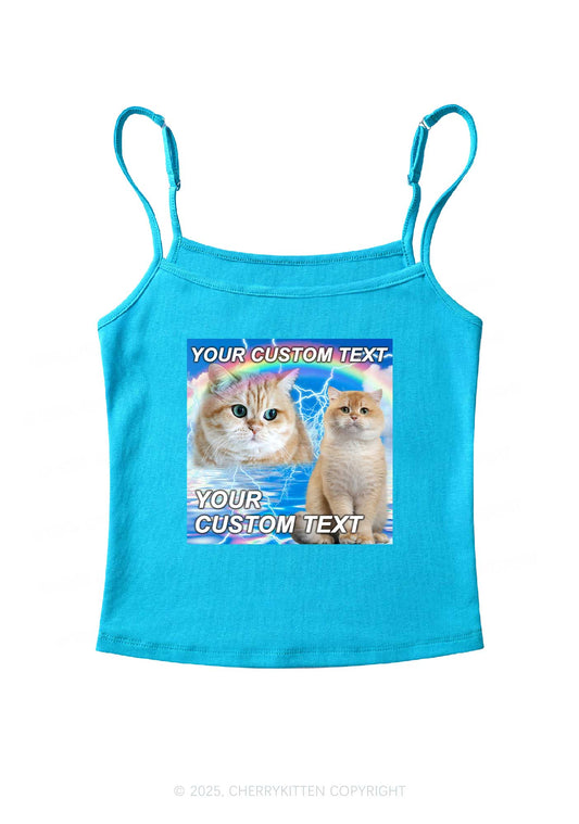 Custom Text Your Kitten Y2K Spaghetti Strap Cami Cherrykitten