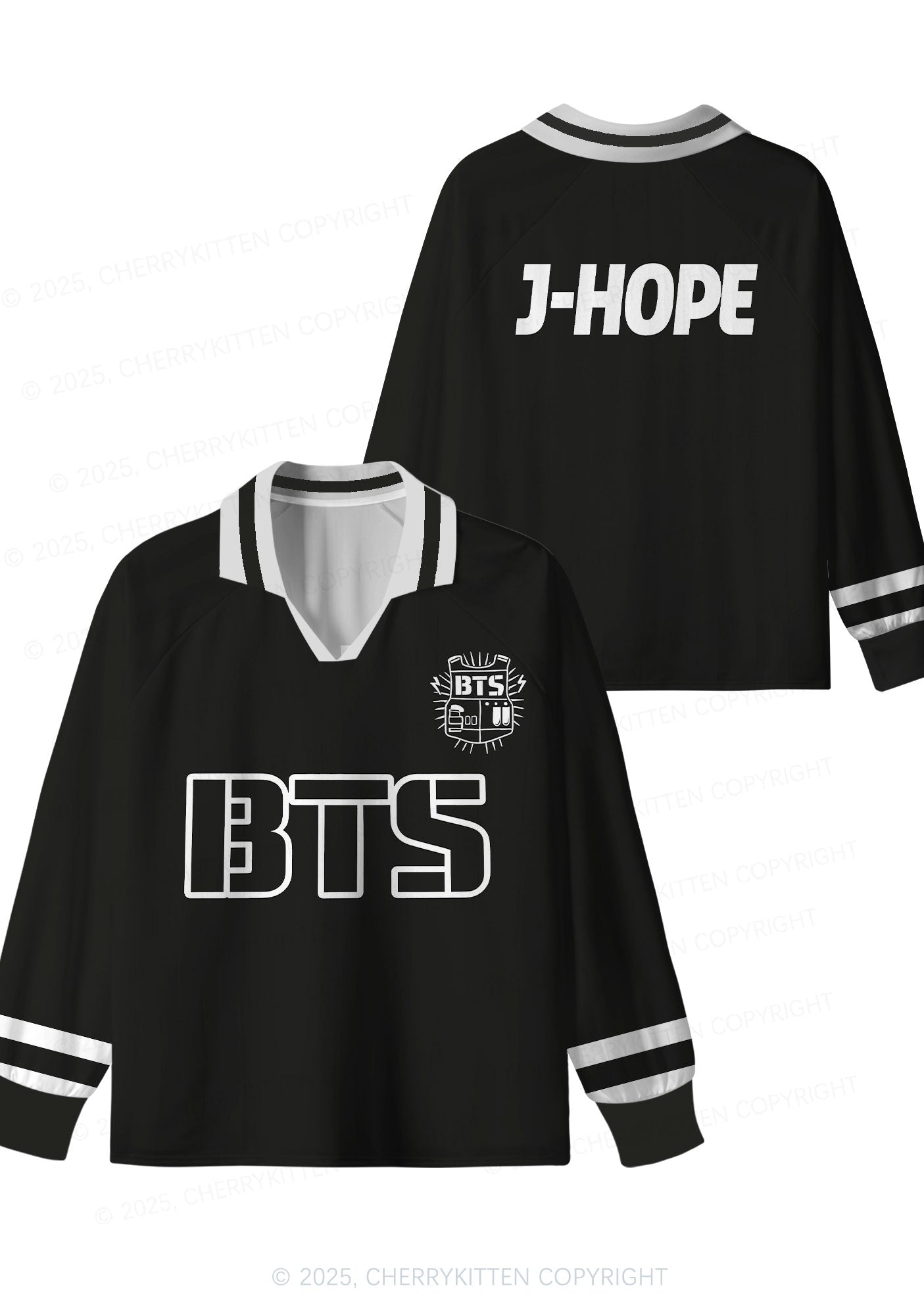 Black Kpop Members Y2K Long Sleeve Sport Jersey Shirts Cherrykitten