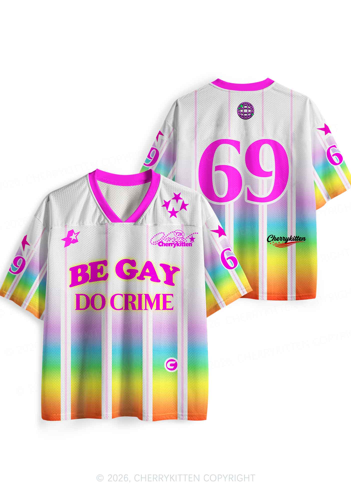 Be Gay Do Crime Rainbow Pride Y2K Sport Jersey Shirts Cherrykitten