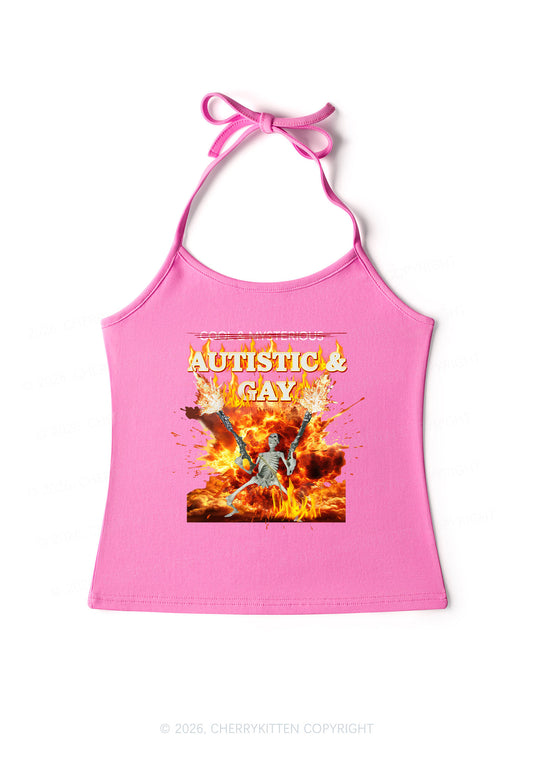 Autistic Gay Skeleton Pride Y2K Halter Neck Cami Cherrykitten