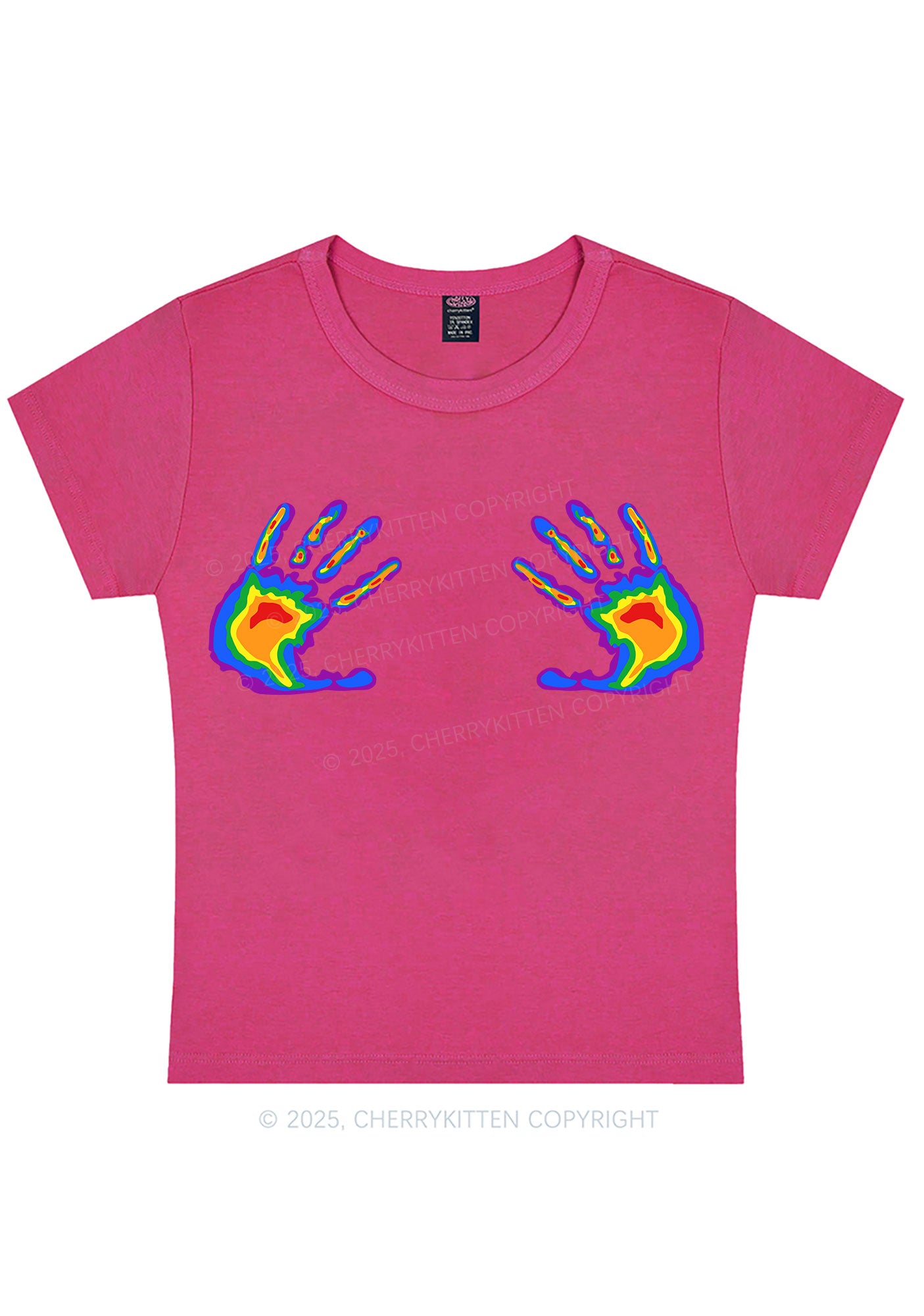 Pride Thermal Hands Y2K Baby Tee Cherrykitten