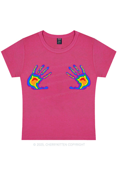 Pride Thermal Hands Y2K Baby Tee Cherrykitten