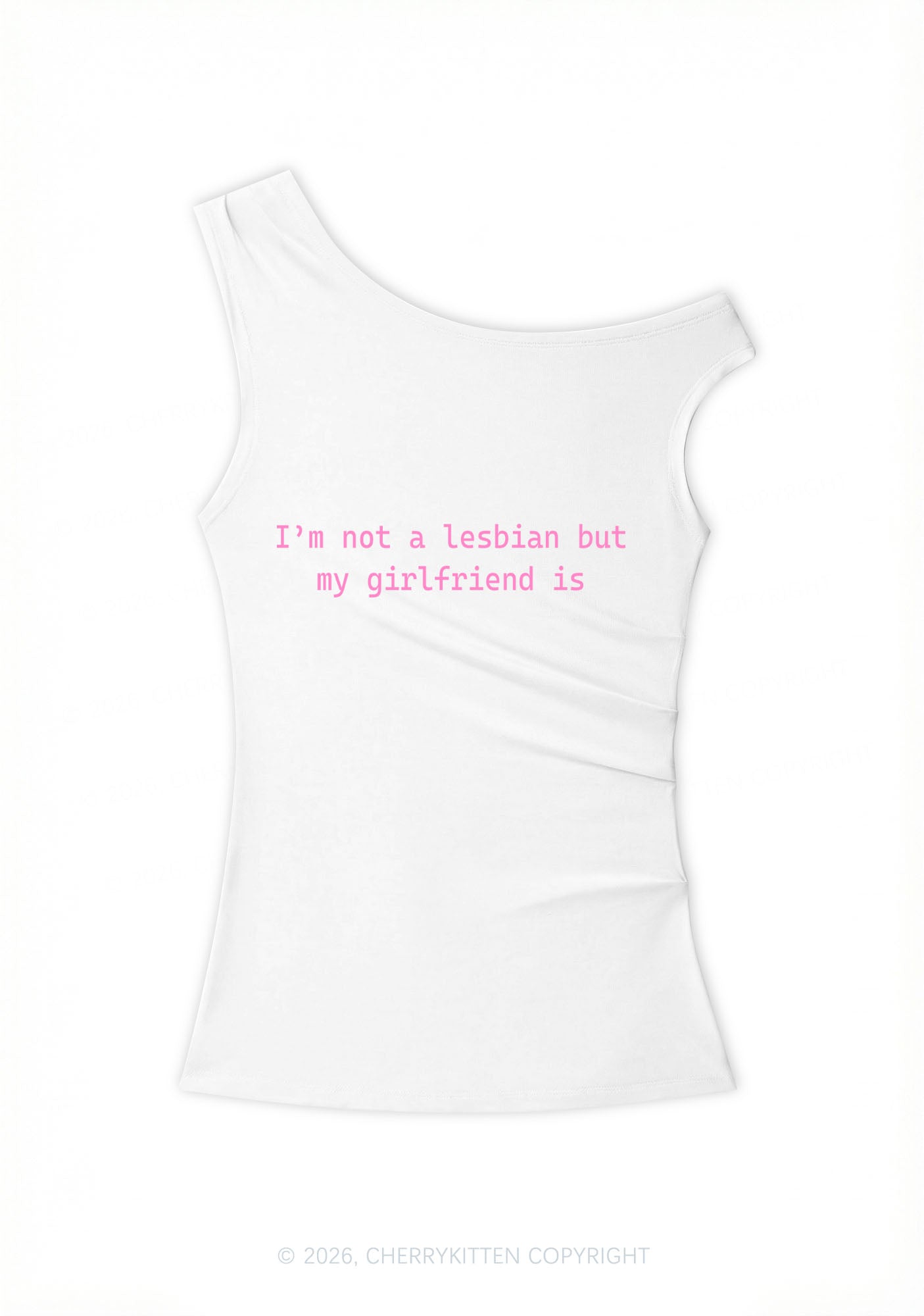 My Girlfriend Is Lesbian Pride Y2K Off Shoulder Tank Top Cherrykitten
