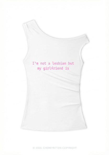 My Girlfriend Is Lesbian Pride Y2K Off Shoulder Tank Top Cherrykitten