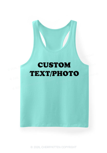 Custom Personalized Text Y2K Men Racerback Tank Top Cherrykitten