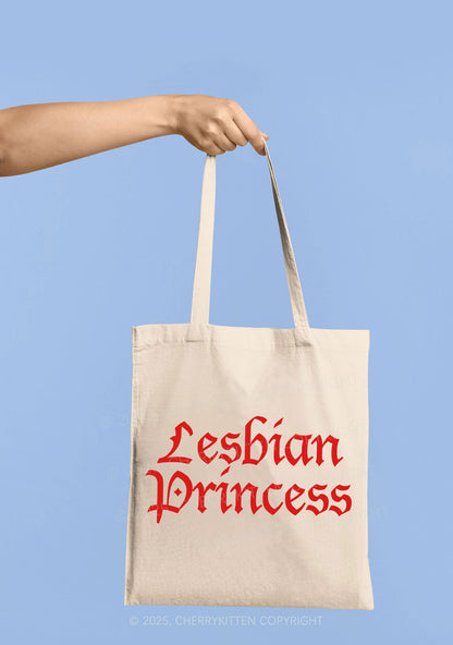 Lesbian Princess Pride Y2K Canvas Tote Bag Cherrykitten