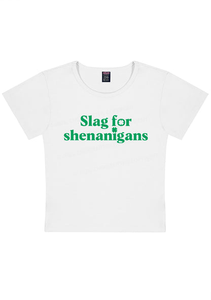 Slag For Shenanigans St Patricks Y2K Baby Tee Cherrykitten