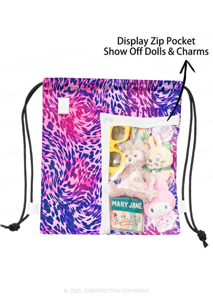 Bisexual Leopard Pride Y2K Drawstring Itabag Backpack Cherrykitten