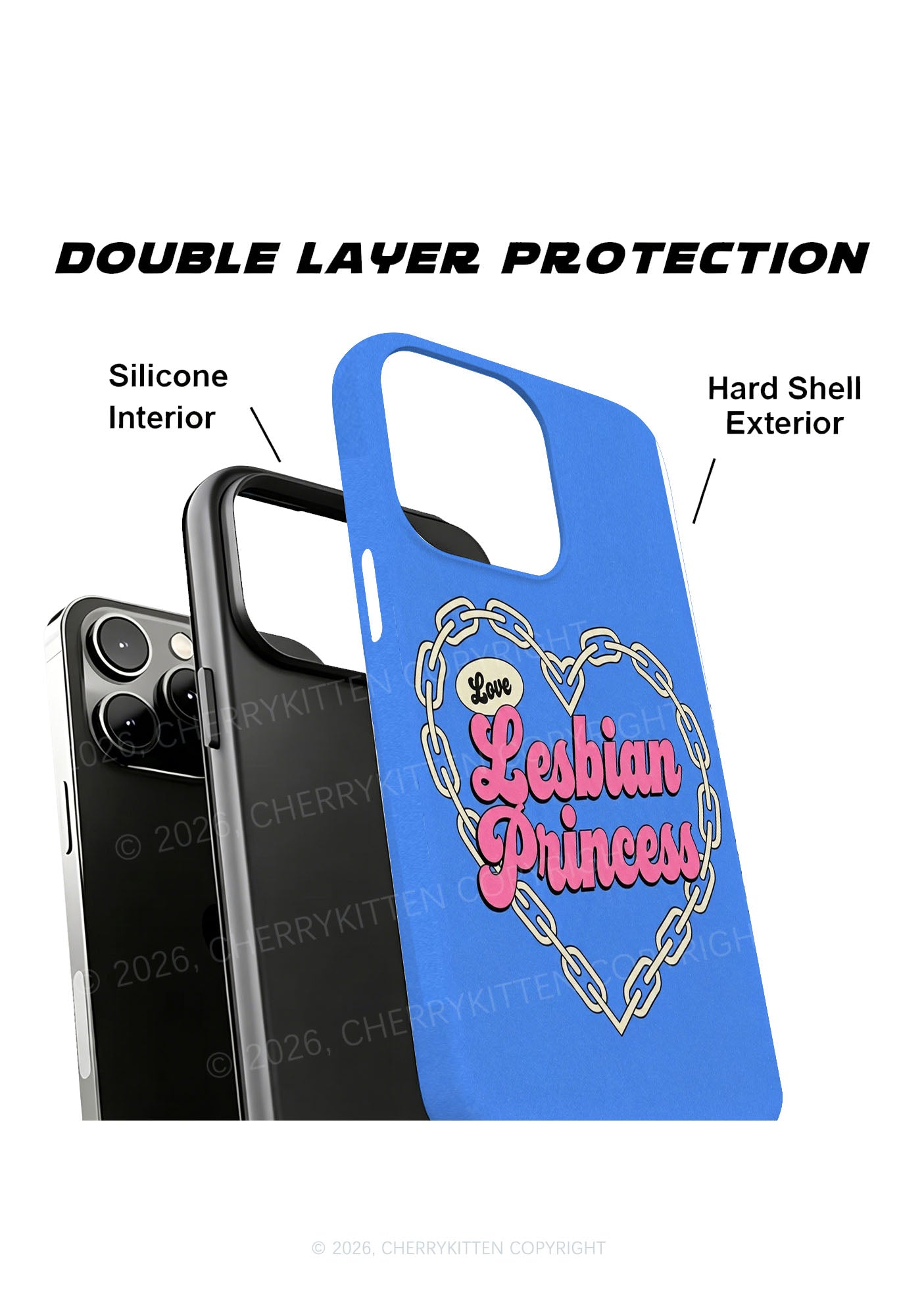 Lesbian Princess Heart Chain Pride Y2K Phone Case Cherrykitten
