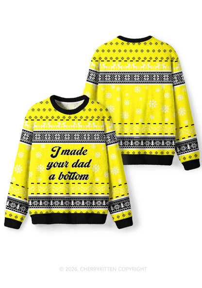 Made Your Dad Bottom Pride Y2K Christmas Knit Sweatshirt Cherrykitten