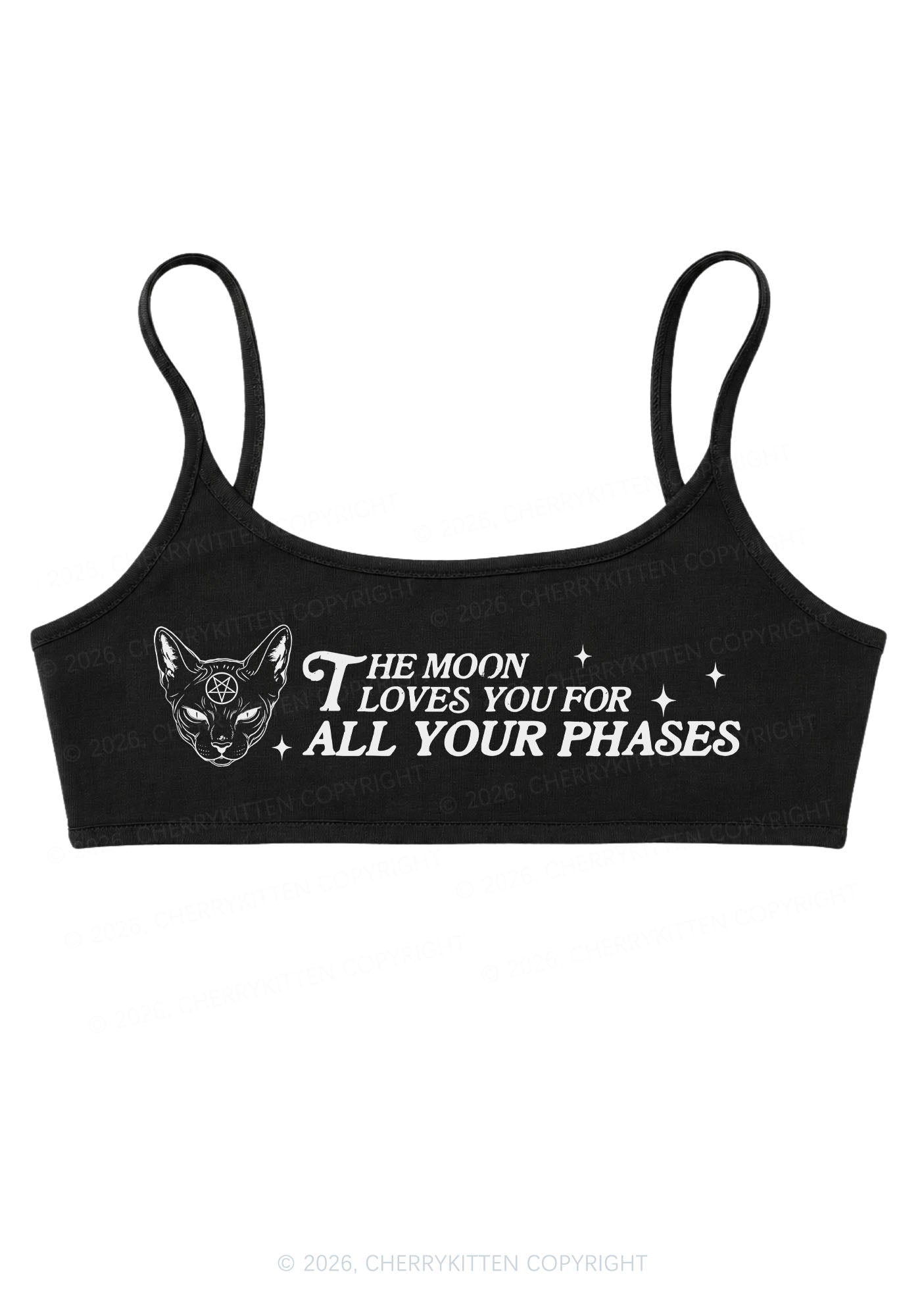 Halloween The Moon Loves You Y2K Super Crop Cami Cherrykitten