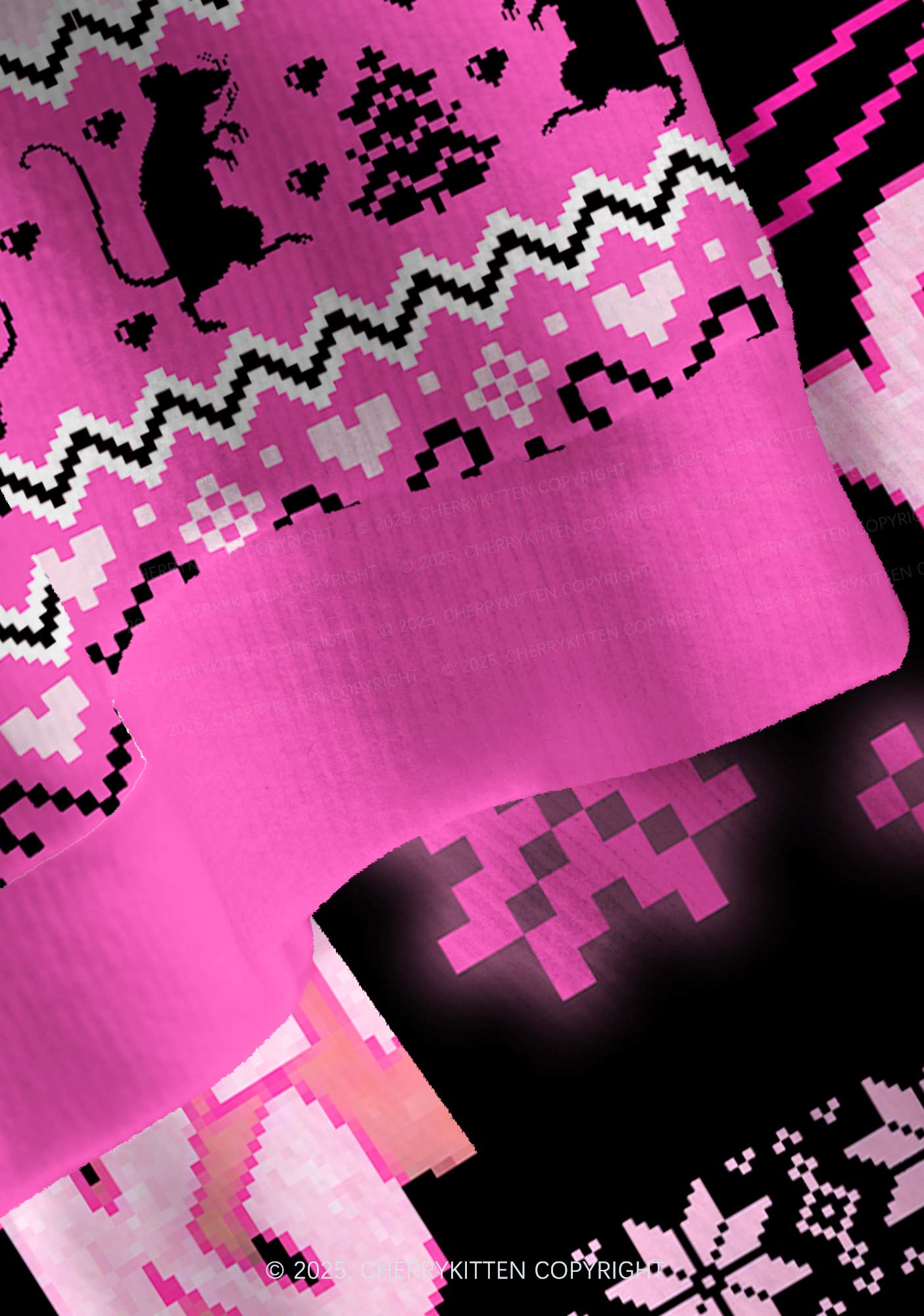 Hot Pink Ratz Y2K Christmas Cardigan Knit Sweatshirt Cherrykitten