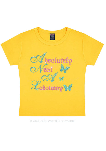 Rhinestone Absolutely Need A Lobotomy Y2K Baby Tee Cherrykitten