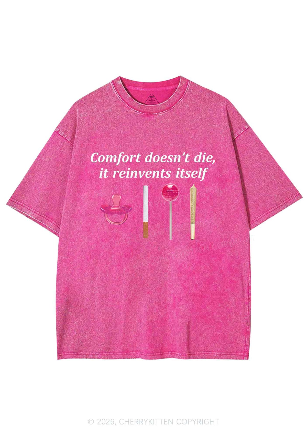 Comfort Doesnt Die Y2K Shirts Washed Tee Cherrykitten