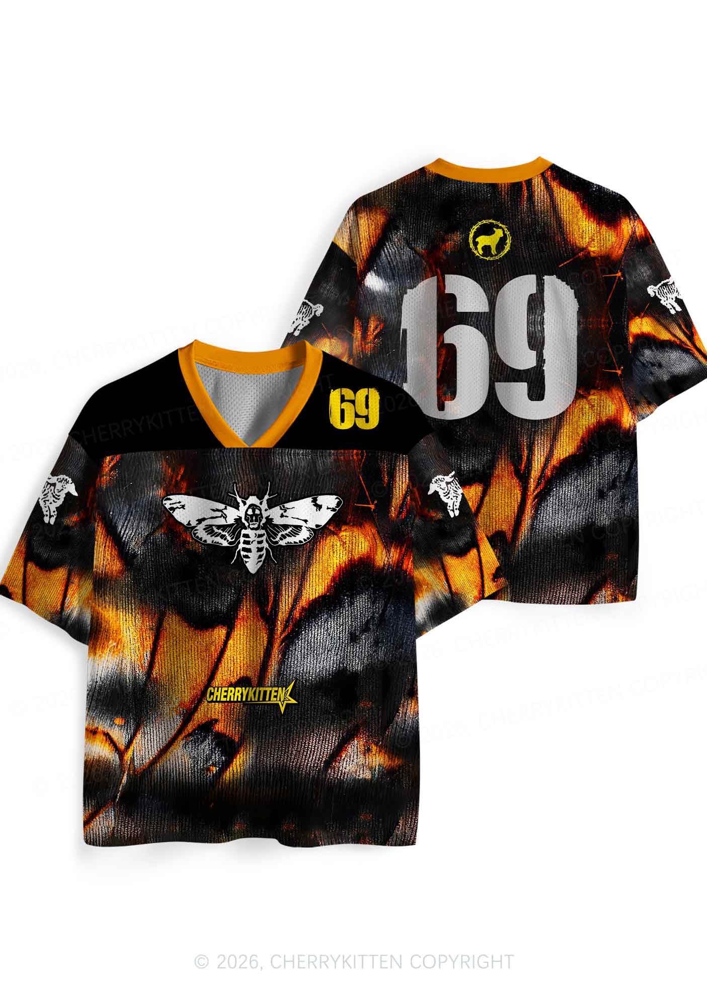 Halloween Orange Moths Y2K Sport Jersey Shirts Cherrykitten
