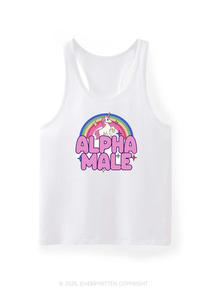 Rainbow Unicorn Alpha Male Y2K Men Racerback Tank Top Cherrykitten
