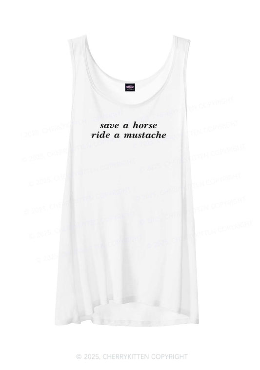 Ride A Mustache Y2K Sheer Boyfriend Tank Cherrykitten