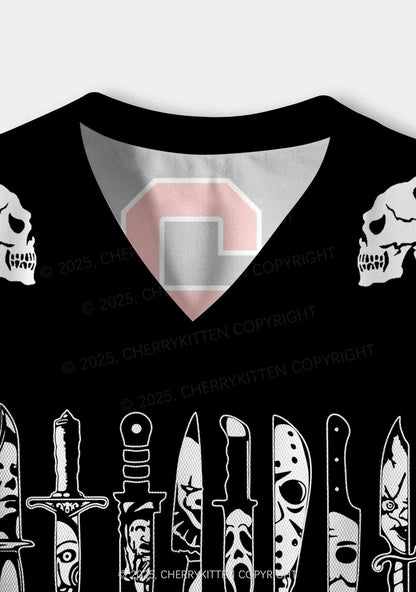 Custom Halloween Ghost Knife Y2K Crop Sport Jersey Shirts Cherrykitten