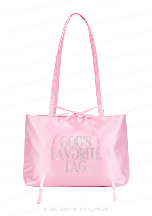 Rhinestone Gods Favorite Fag Pride Y2K Satin Bags Cherrykitten