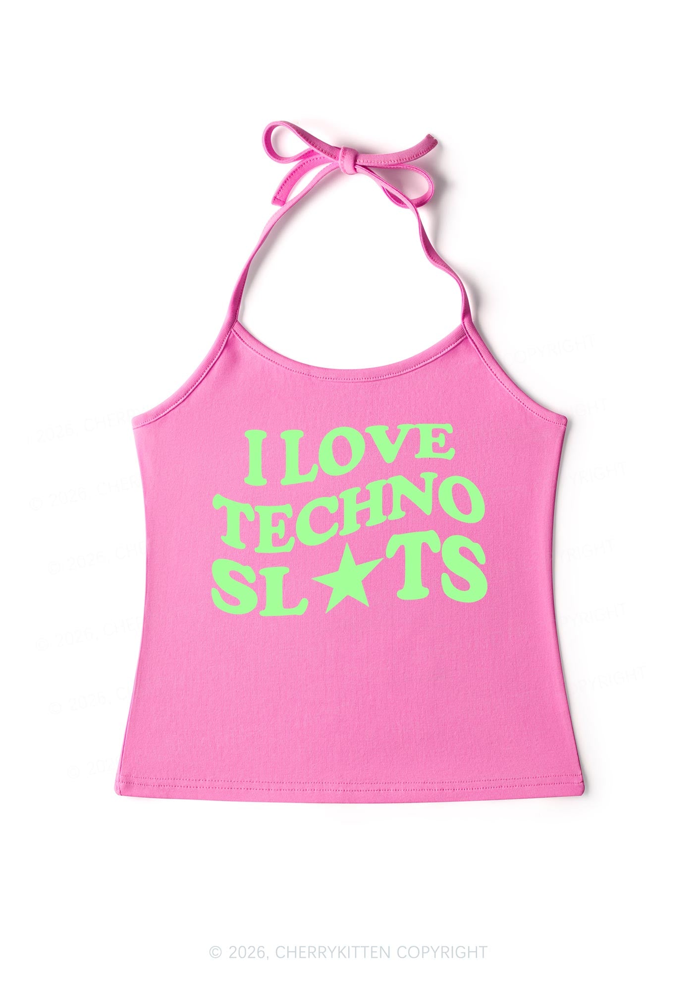 I Love Techno Slxts Y2K Halter Neck Cami Cherrykitten