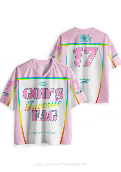 Rainbow Stripe Gods Favorite Fag Pride Y2K Sport Jersey Shirts Cherrykitten