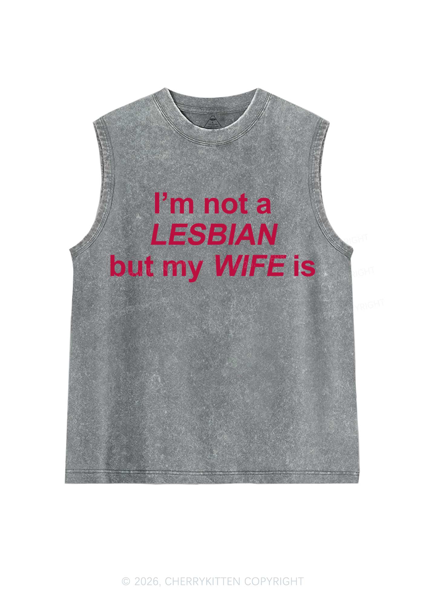 My Wife Is Lesbian Pride Y2K Washed Muscle Tank Cherrykitten