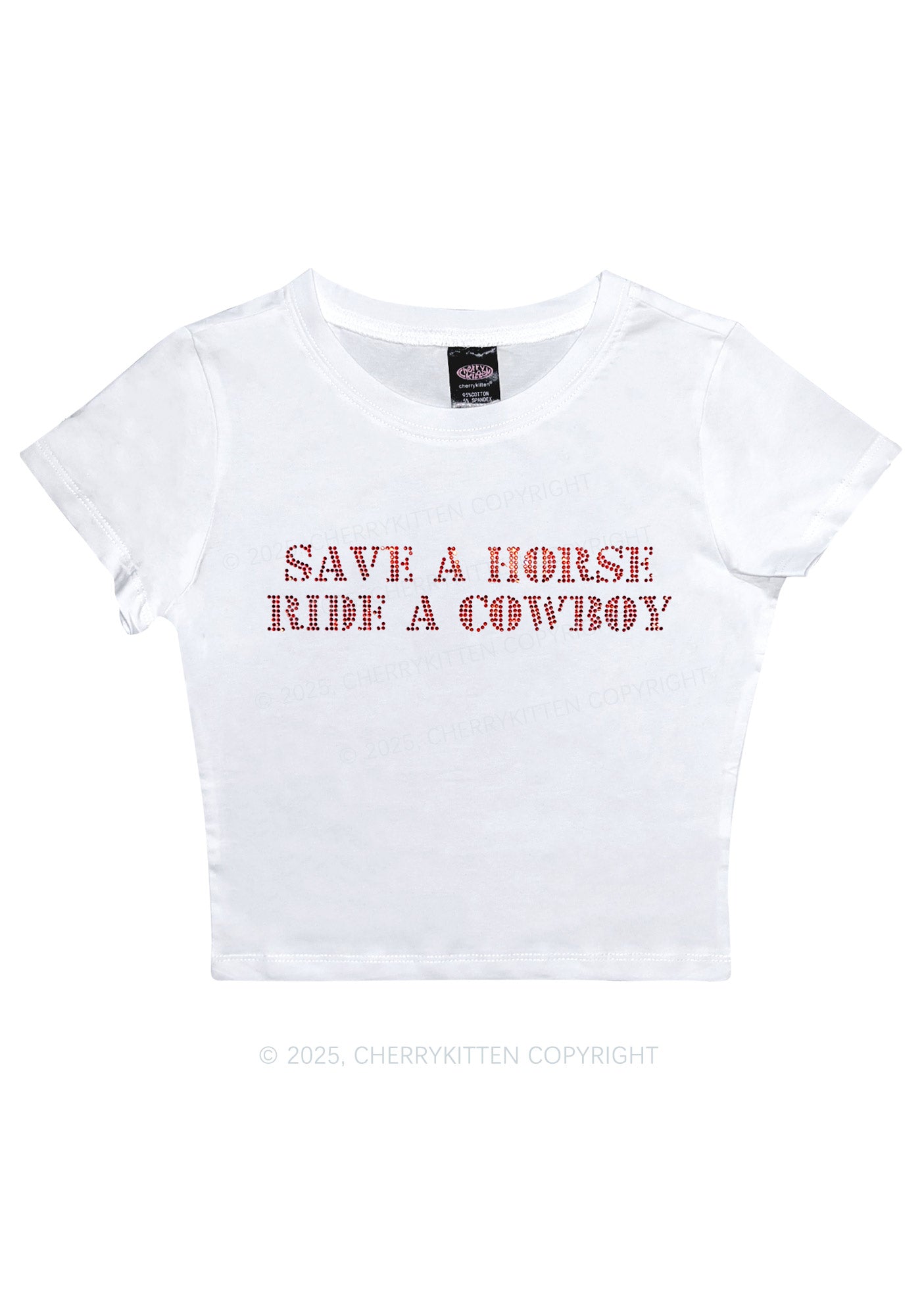 Rhinestone Save A Horse Ride A Cowboy Y2K Baby Tee Cherrykitten