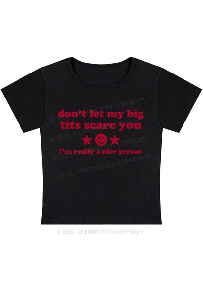 Curvy Don't Let My Big Txts Scare You Y2K Baby Tee Cherrykitten