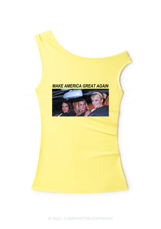 Make America Great Again Y2K Off Shoulder Tank Top Cherrykitten