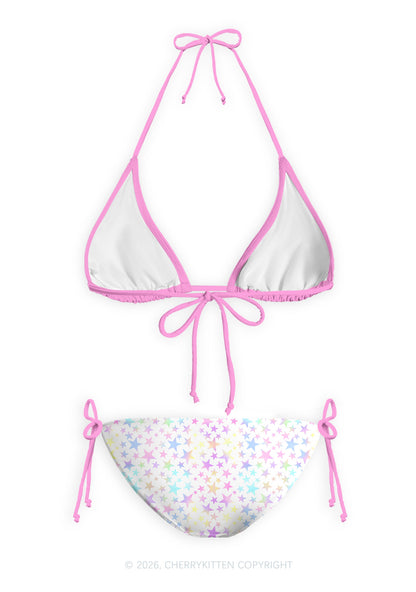 Pastel Star Alpha Male Y2K Print Bikini Set Cherrykitten