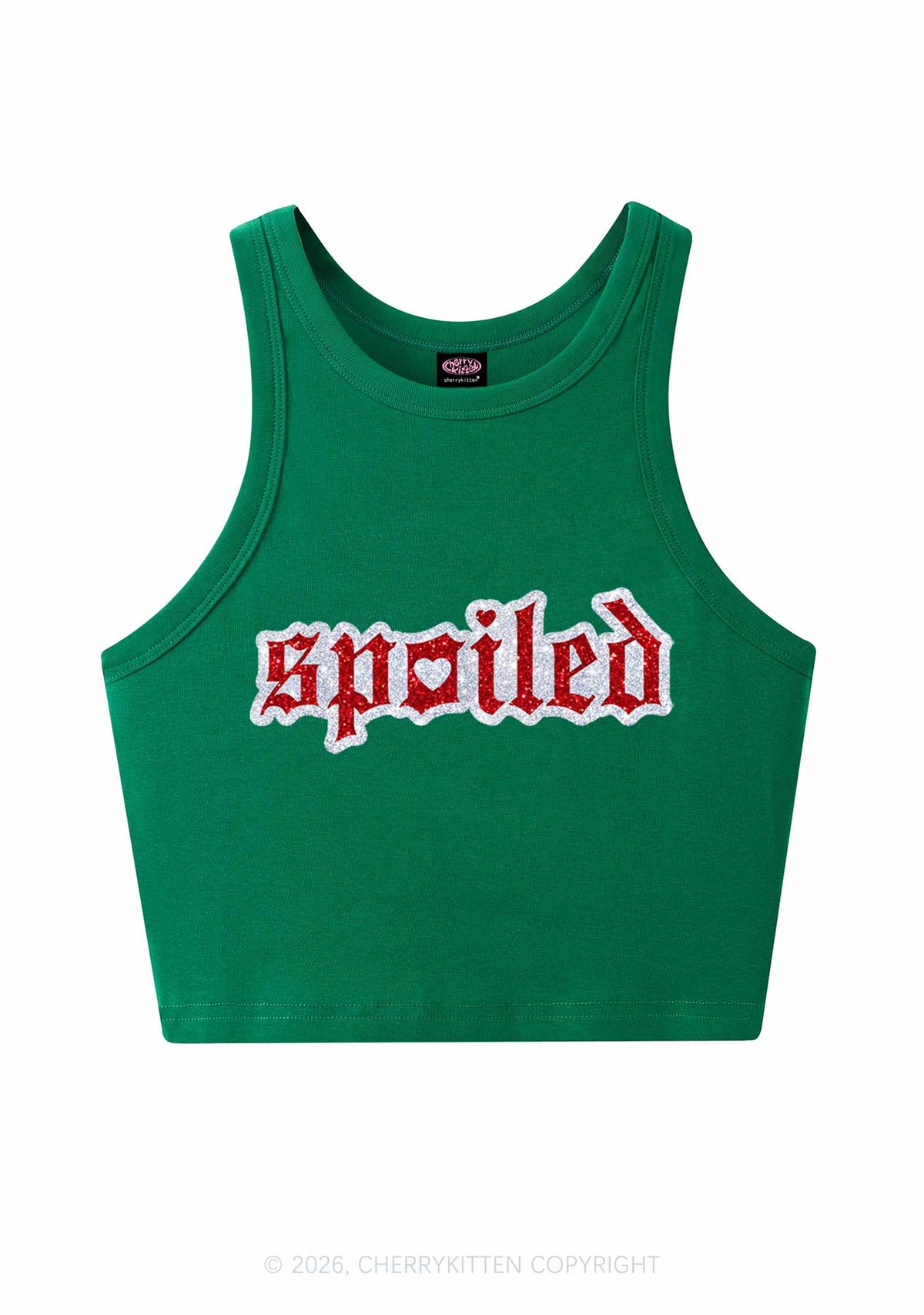 Glitter Stroke Spoiled Y2K Crop Tank Top Cherrykitten