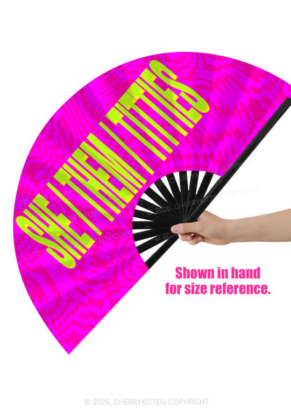 She Them Txtties Pride Y2K Rave Hand Fan Cherrykitten
