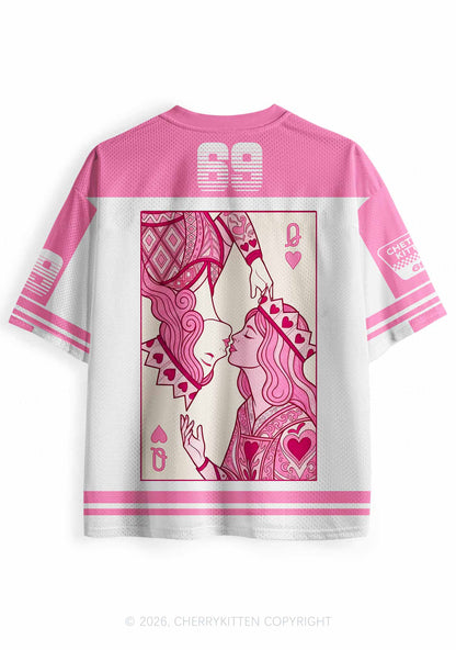 Two Pink Queens Kissing Pride Y2K Sport Jersey Shirts Cherrykitten